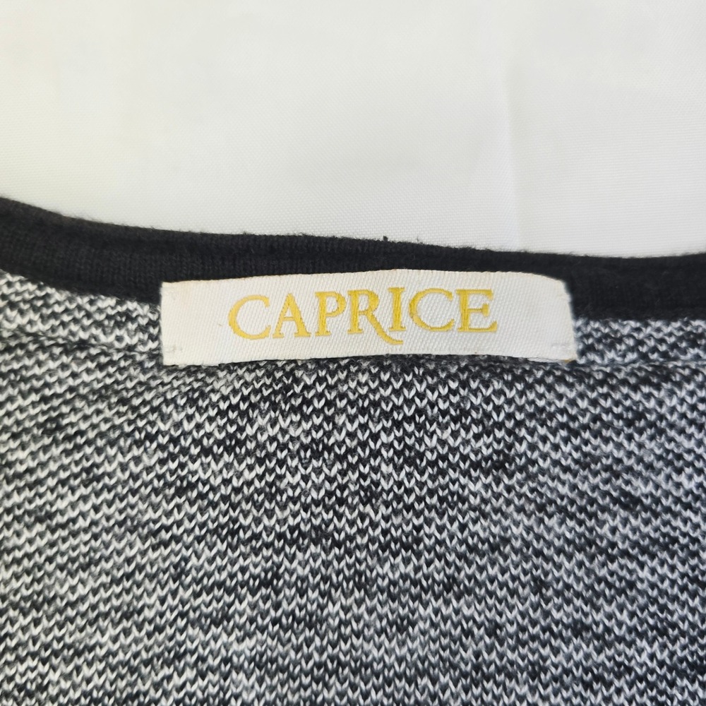 Caprice Honeycomb Knit Zip Front Cardigan Women's Large Black White Patent Trim - Picture 6 of 9